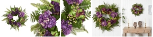 Nearly Natural 24" Hydrangea Berry Wreath